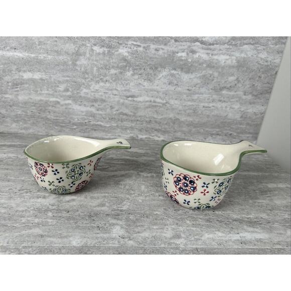 TWO Stoneware Measuring cups (1/2‎ cup, 1 cup) Pfaltzgraff Stoneware Floral - Picture 1 of 8